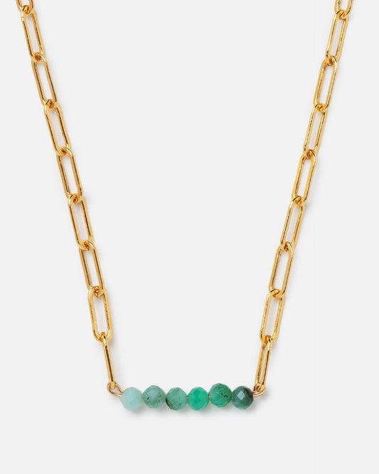 EMERALD PAPERCLIP CLUSTER 14K GOLD-FILLED NECKLACE