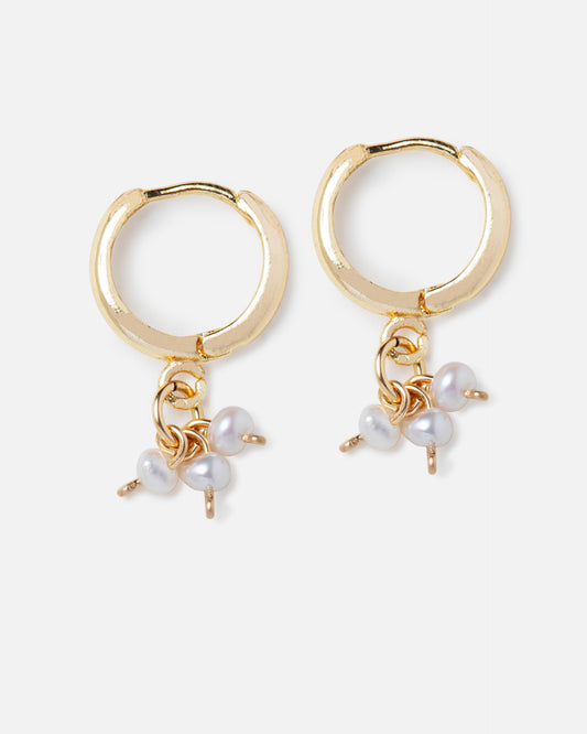 PEARL MINDY 14K GOLD FILLED HUGGIE EARRINGS