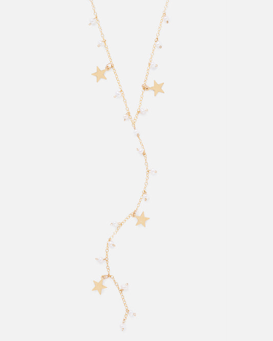 PEARL MADELINE 14K GOLD FILLED STARS DROP NECKLACE