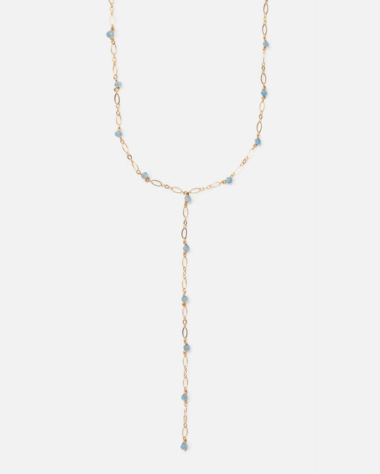 AQUAMARINE 14K GOLD FILLED DROP NECKLACE