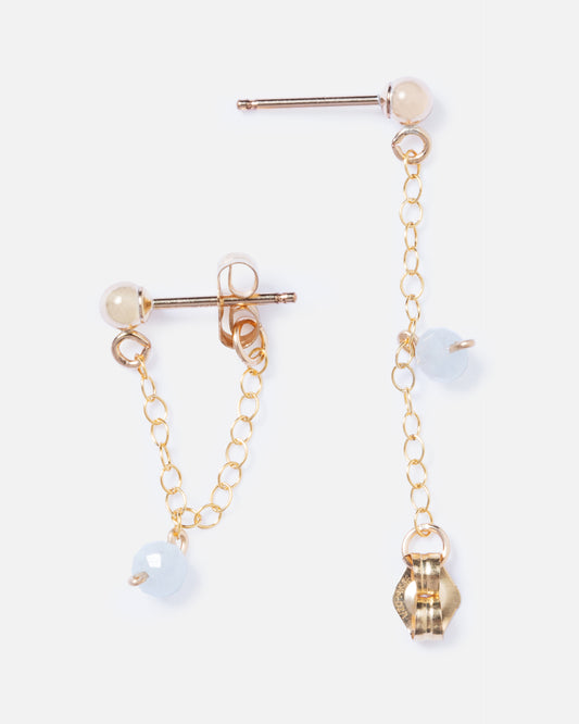 BLUE BERYL 14K GOLD FILLED HUGGIE EARRINGS