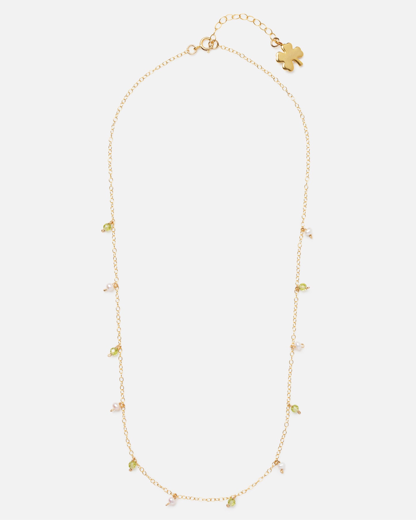 LEAH'S PERIDOT AND PEARL DAINTY 14K GOLD FILLED NECKLACE