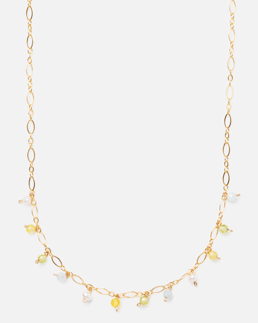 LEAH'S MULTI-GEM OLIVIA 14K GOLD FILLED FANCY CHAIN NECKLACE