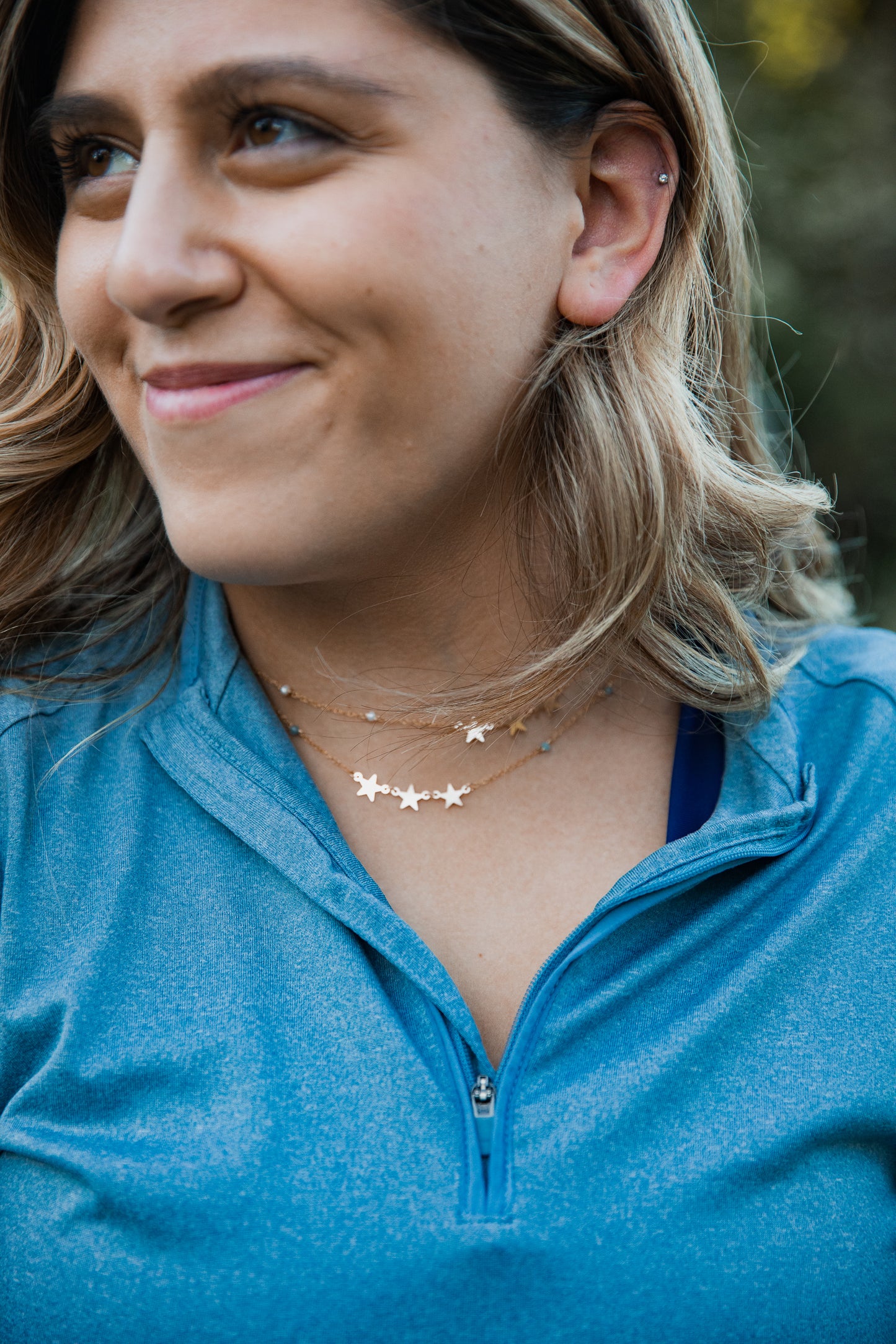 SHOOTING STAR AQUAMARINE 14K GOLD FILLED NECKLACE
