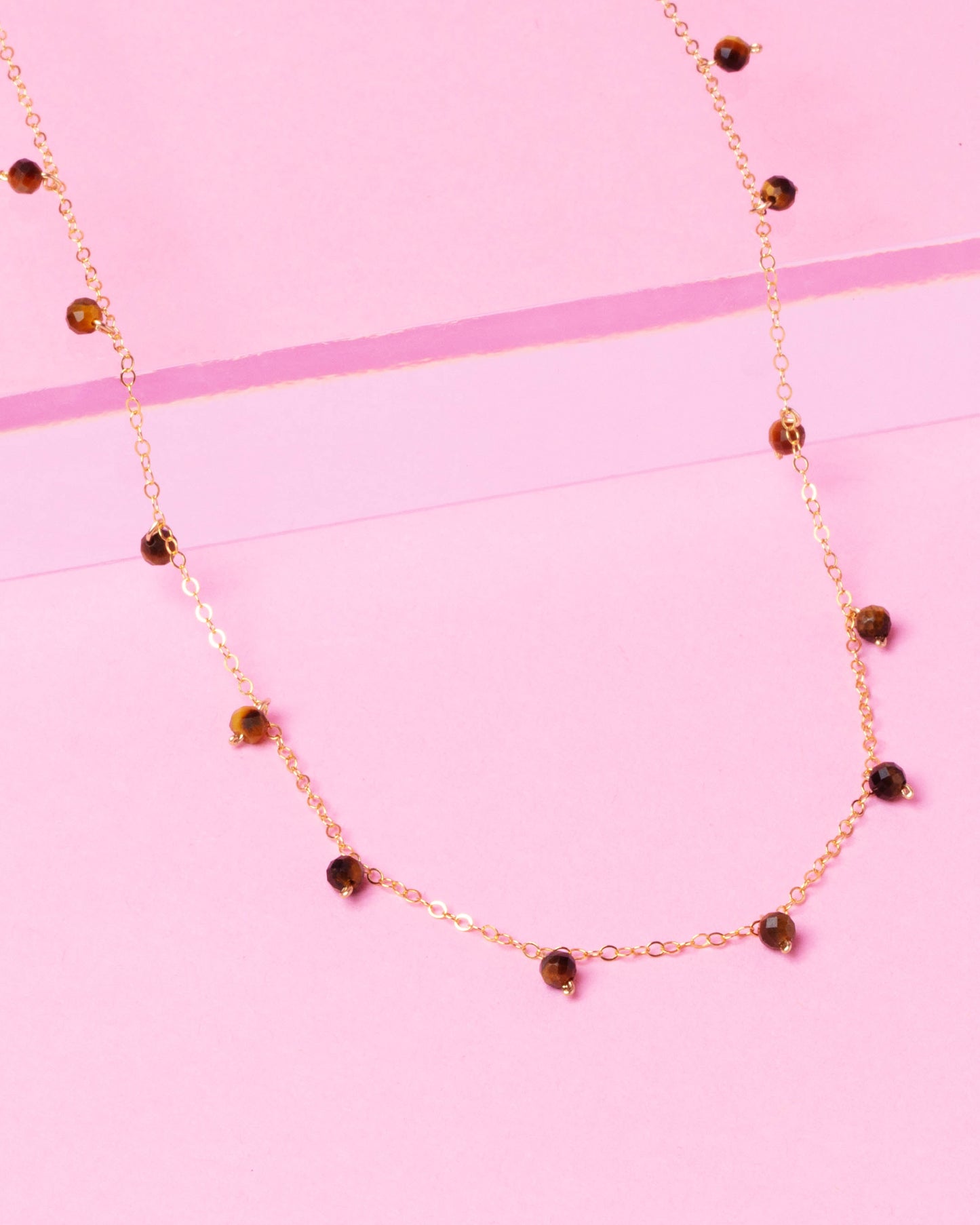TIGER'S EYE DAINTY 14K GOLD FILLED NECKLACE