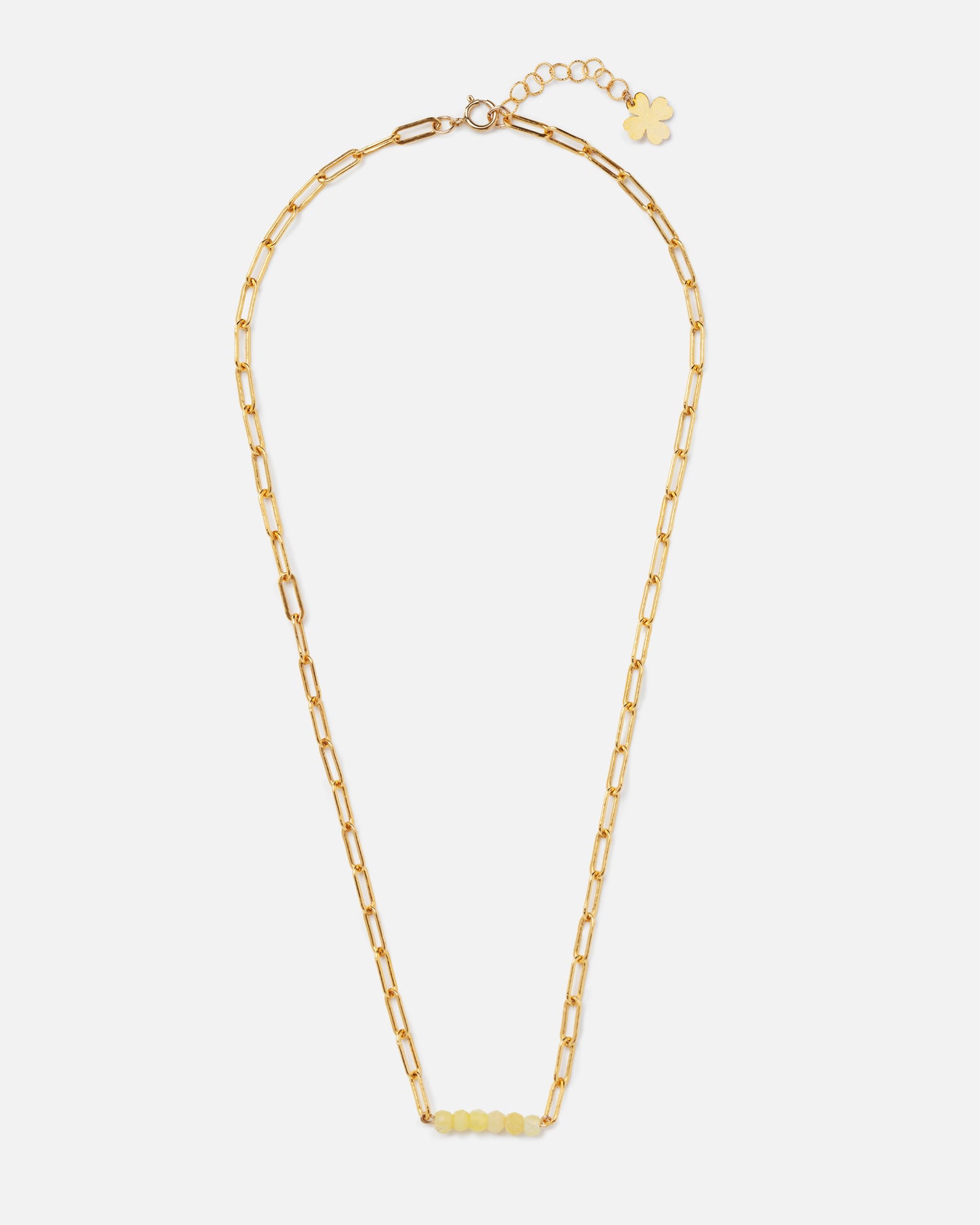 YELLOW OPAL PAPERCLIP CLUSTER 14K GOLD-FILLED NECKLACE