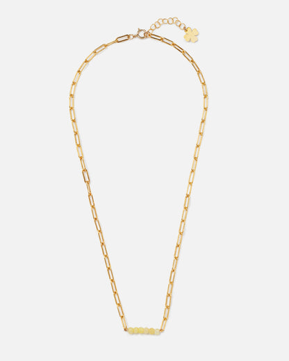 YELLOW OPAL PAPERCLIP CLUSTER 14K GOLD-FILLED NECKLACE