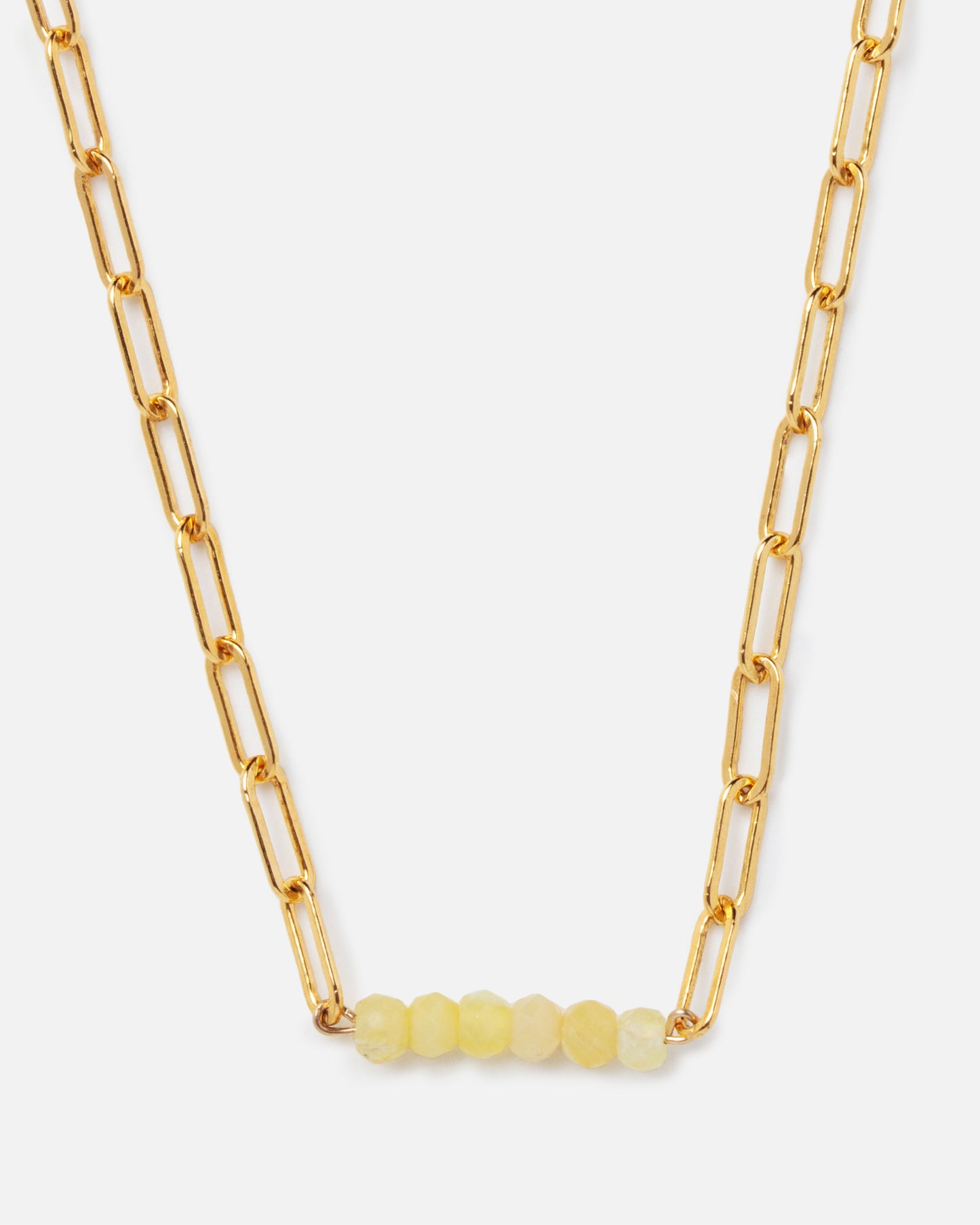 YELLOW OPAL PAPERCLIP CLUSTER 14K GOLD-FILLED NECKLACE