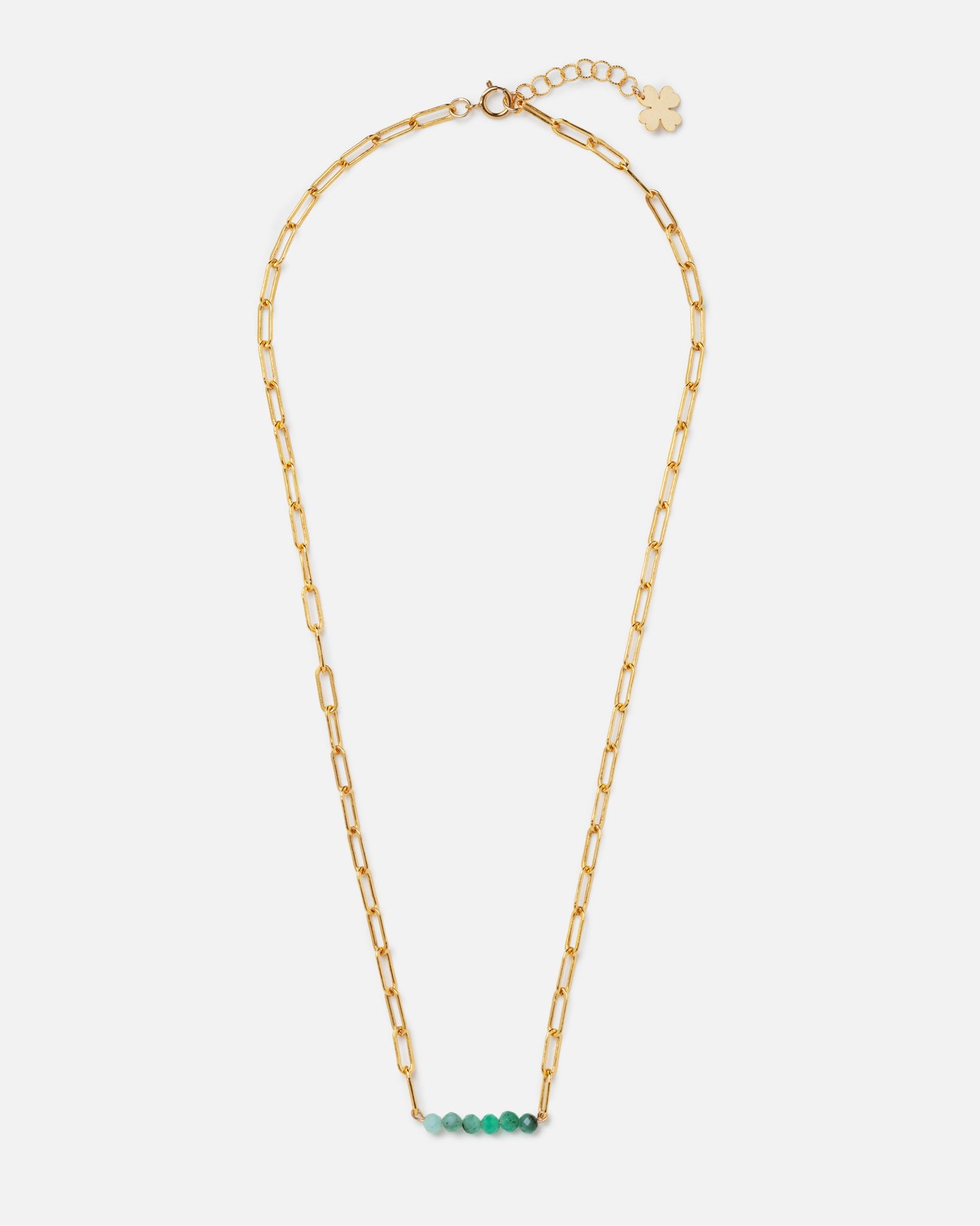 EMERALD PAPERCLIP CLUSTER 14K GOLD-FILLED NECKLACE