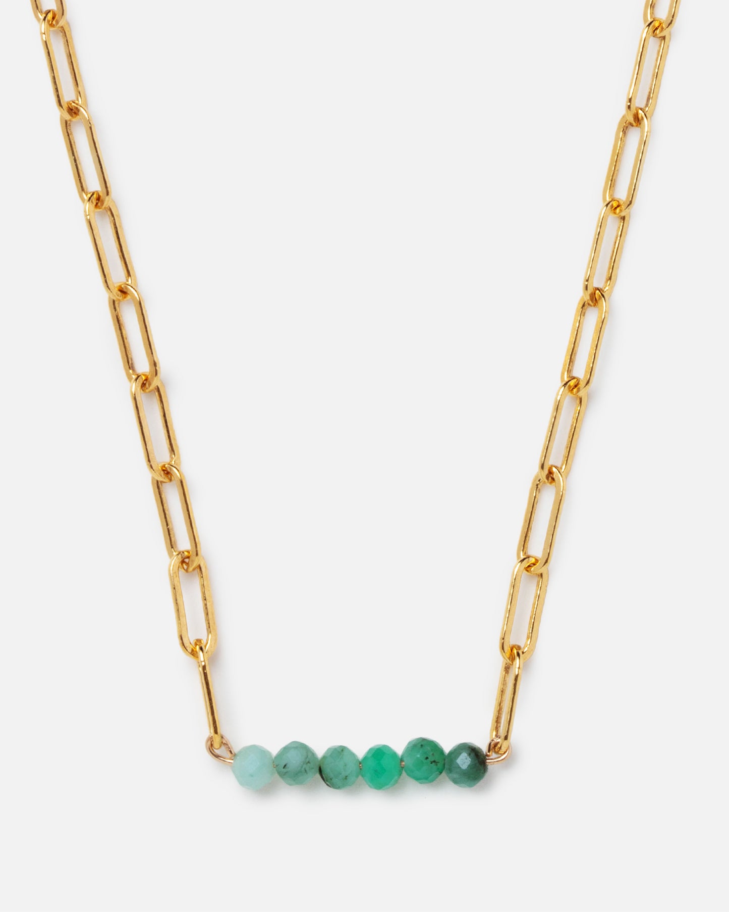 EMERALD PAPERCLIP CLUSTER 14K GOLD-FILLED NECKLACE