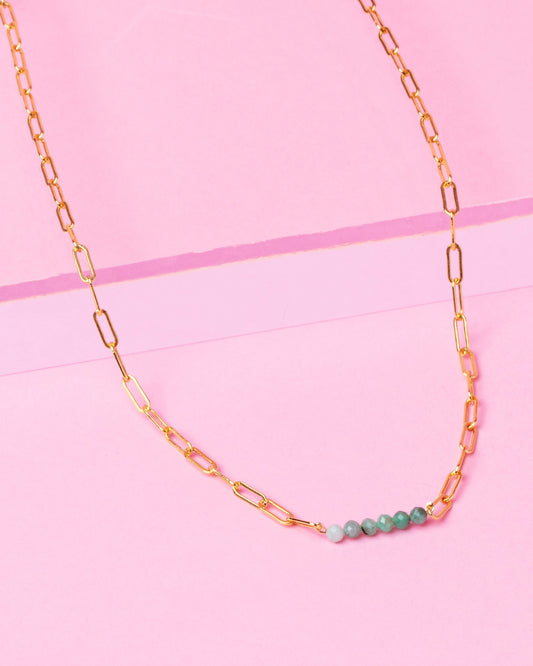 EMERALD PAPERCLIP CLUSTER 14K GOLD-FILLED NECKLACE
