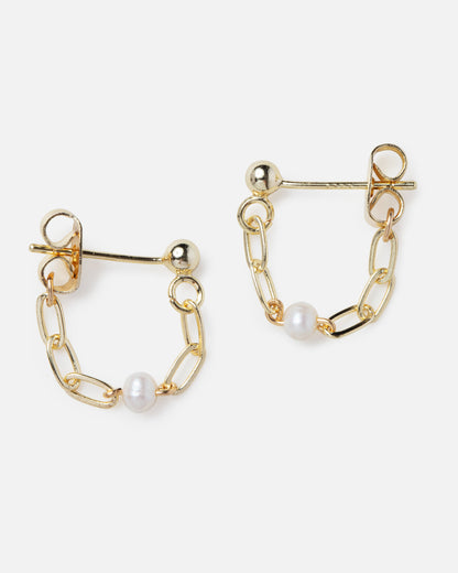PEARL GRACIE 14K GOLD FILLED HUGGIE EARRINGS