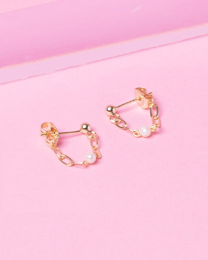 PEARL GRACIE 14K GOLD FILLED HUGGIE EARRINGS