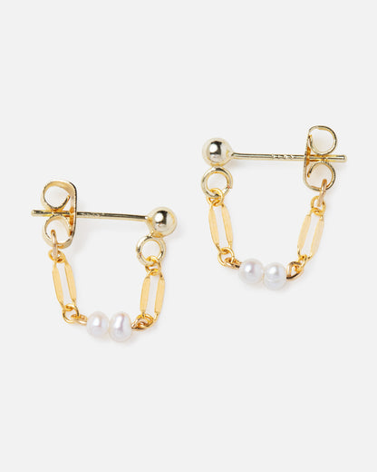 PEARL FRANCESCA 14K GOLD FILLED HUGGIE EARRINGS