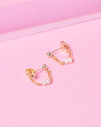 PEARL FRANCESCA 14K GOLD FILLED HUGGIE EARRINGS
