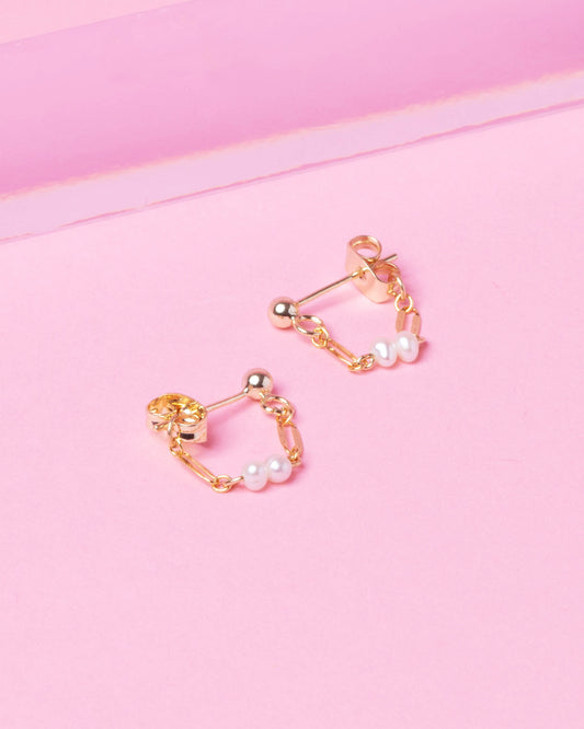 PEARL FRANCESCA 14K GOLD FILLED HUGGIE EARRINGS