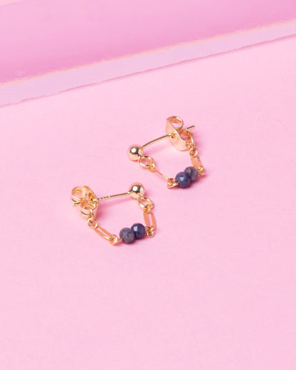 SAPPHIRE FRANCESCA 14K GOLD FILLED HUGGIE EARRINGS