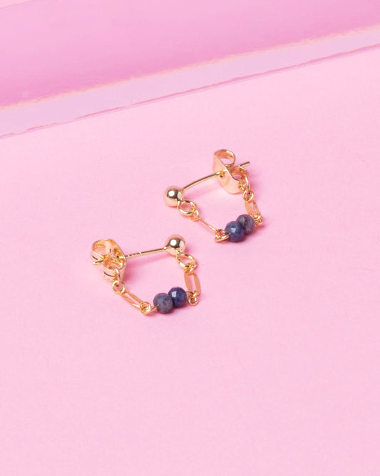 SAPPHIRE FRANCESCA 14K GOLD FILLED HUGGIE EARRINGS
