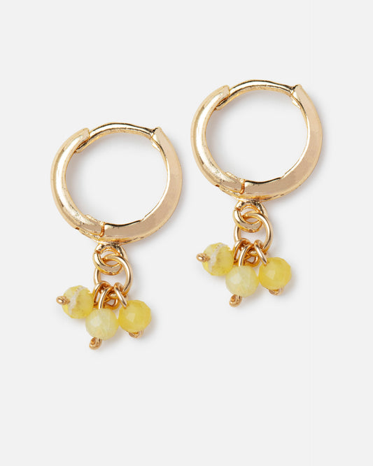 YELLOW OPAL MINDY 14K GOLD FILLED HUGGIE EARRINGS