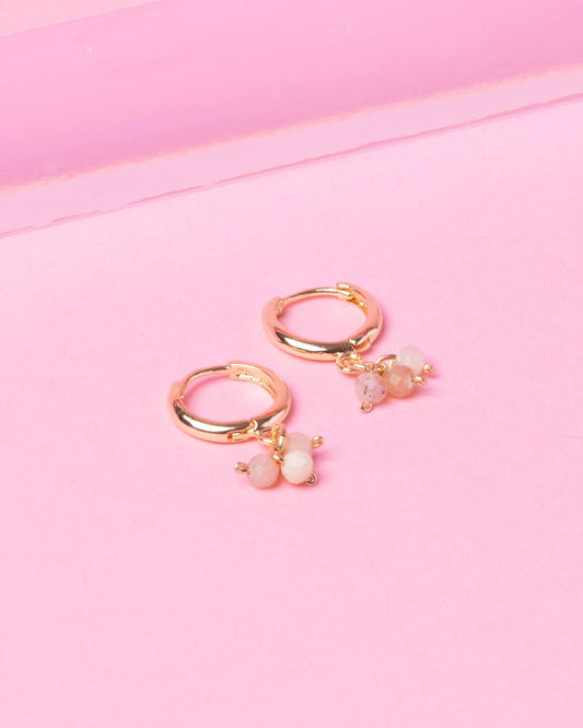 PINK OPAL MINDY 14K GOLD FILLED HUGGIE EARRINGS (Copy)
