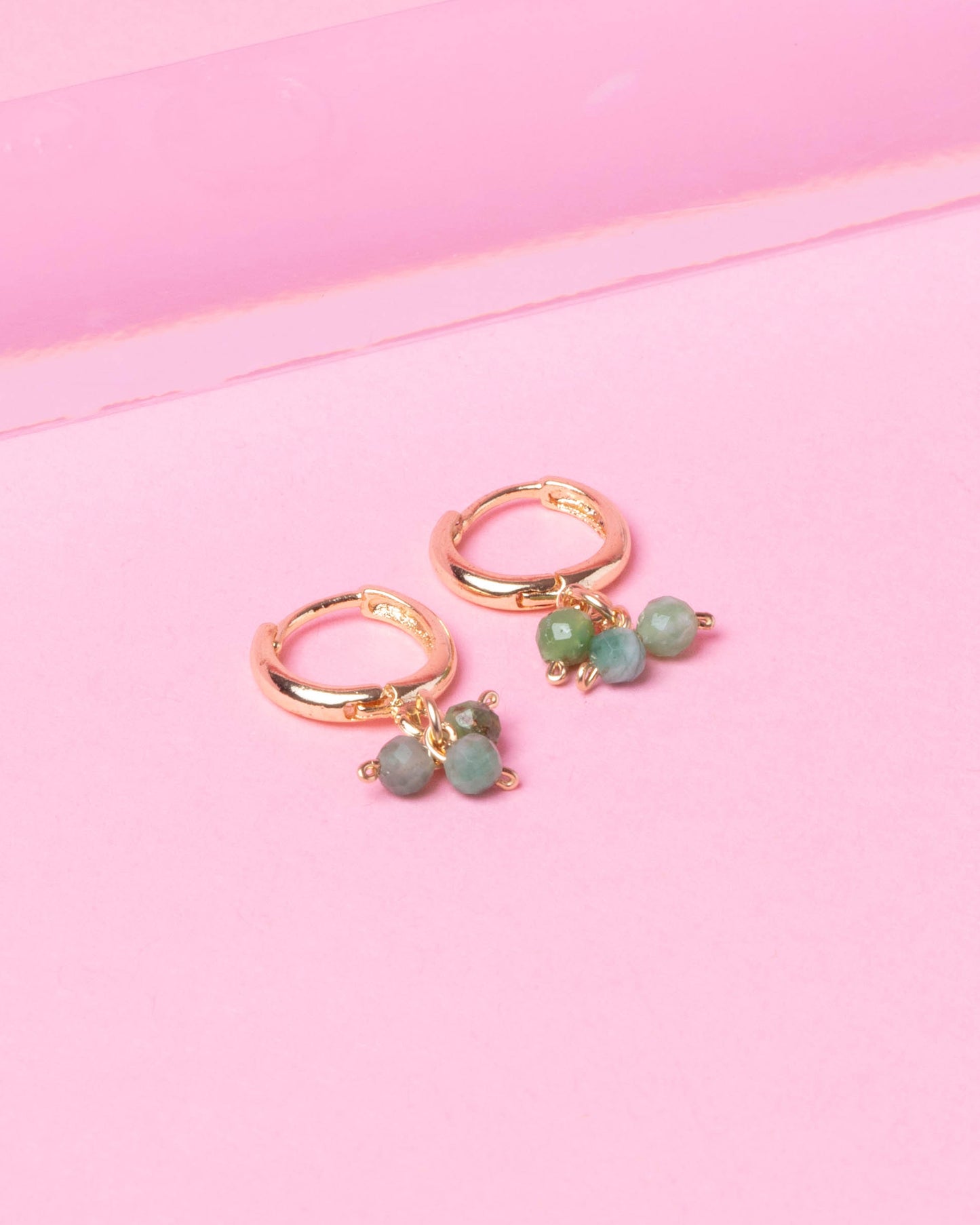 EMERALD MINDY 14K GOLD FILLED HUGGIE EARRINGS