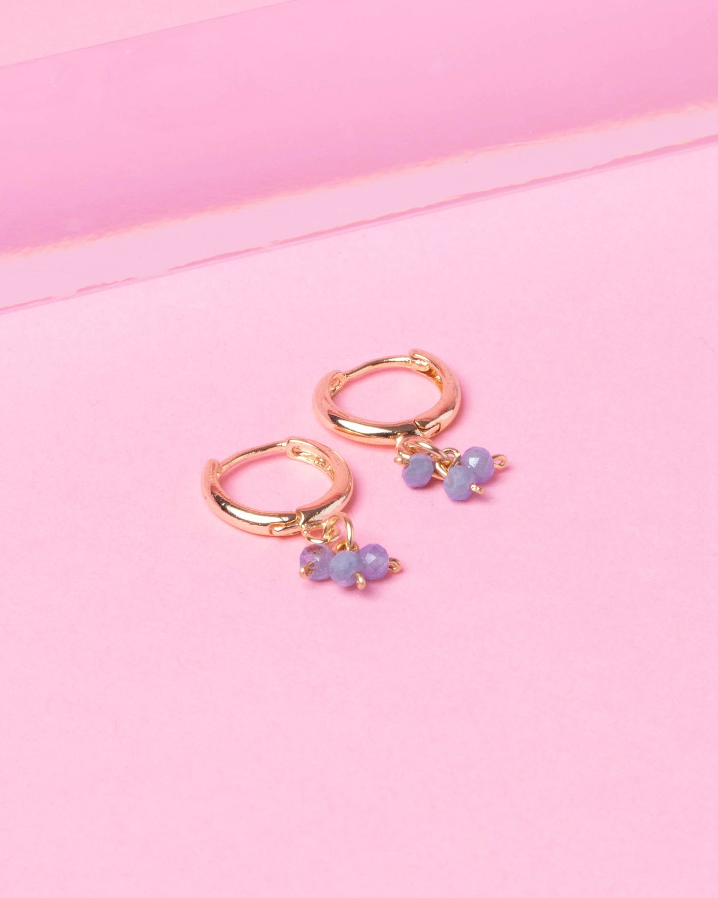 TANZANITE MINDY 14K GOLD FILLED HUGGIE EARRINGS