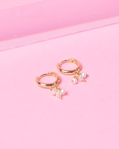 PEARL MINDY 14K GOLD FILLED HUGGIE EARRINGS