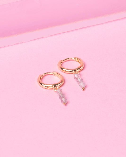 LABRADORITE LEIGHTON 14K GOLD FILLED HUGGIE EARRINGS
