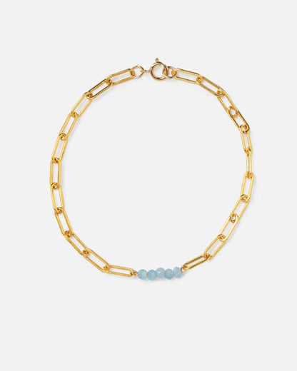 AQUAMARINE PAPERCLIP CLUSTER 14K GOLD FILLED BRACELET