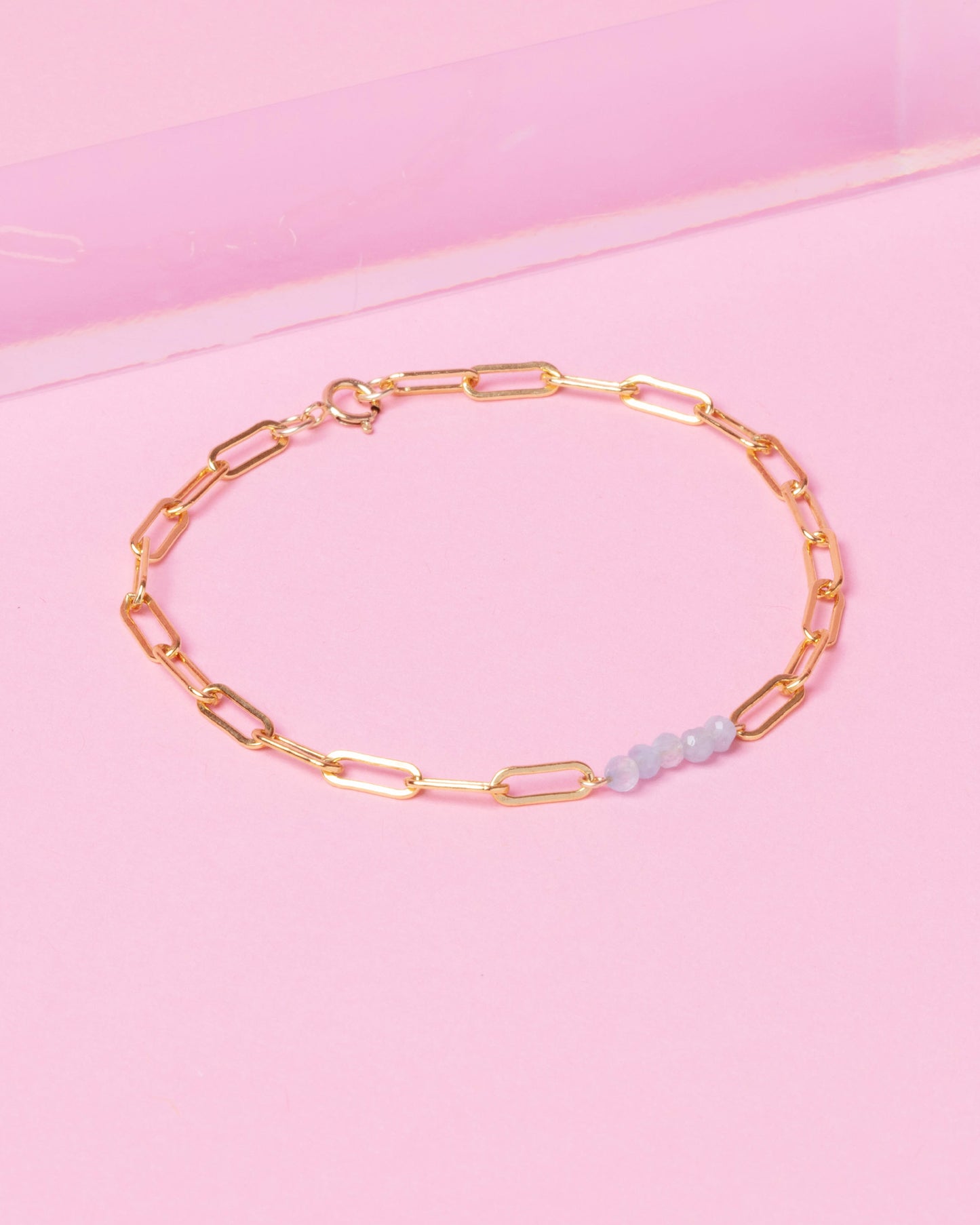 AQUAMARINE PAPERCLIP CLUSTER 14K GOLD FILLED BRACELET