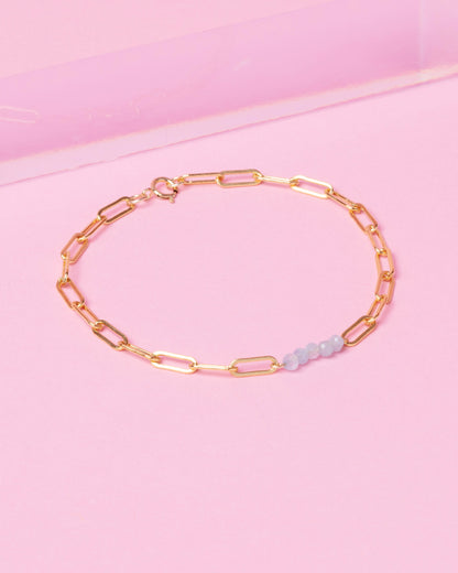 AQUAMARINE PAPERCLIP CLUSTER 14K GOLD FILLED BRACELET