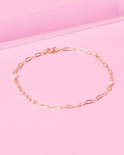 PEARL PAPERCLIP CONSTELLATION 14K GOLD FILLED BRACELET