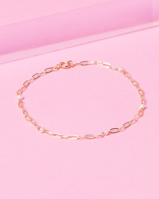PEARL PAPERCLIP CONSTELLATION 14K GOLD FILLED BRACELET