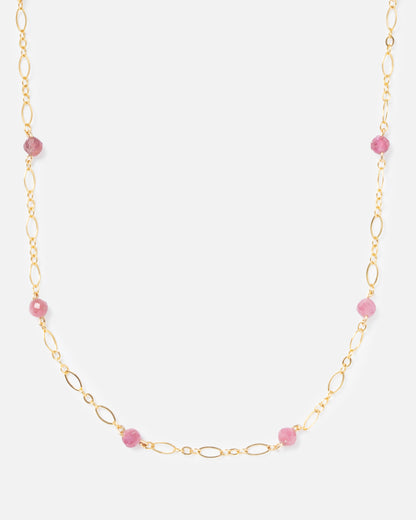 RHODONITE BEADED 14K GOLD FILLED FANCY CHAIN