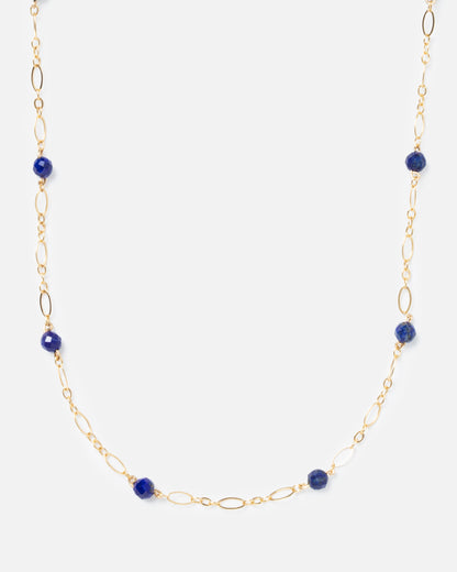 LAPIS BEADED 14K GOLD FILLED FANCY CHAIN