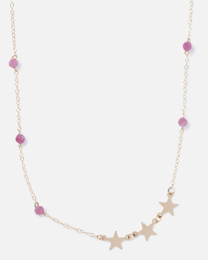 RHODONITE SHOOTING STAR 14K GOLD FILLED NECKLACE