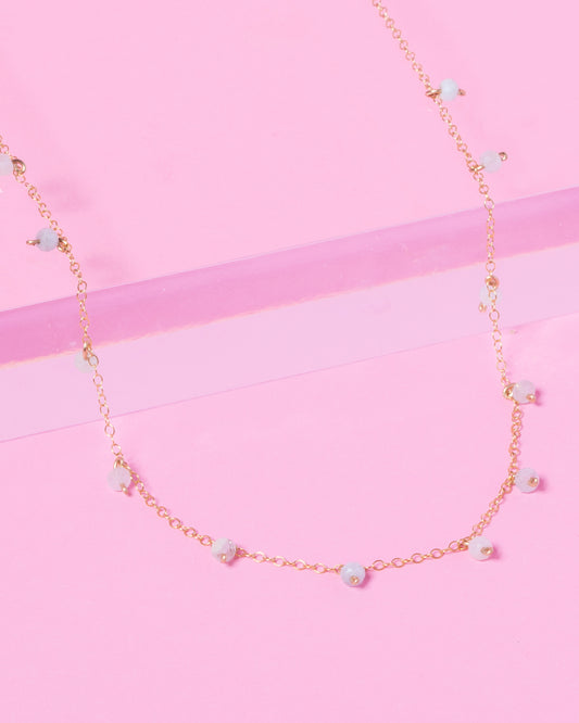 BLUE BERYL DAINTY 14K GOLD FILLED NECKLACE