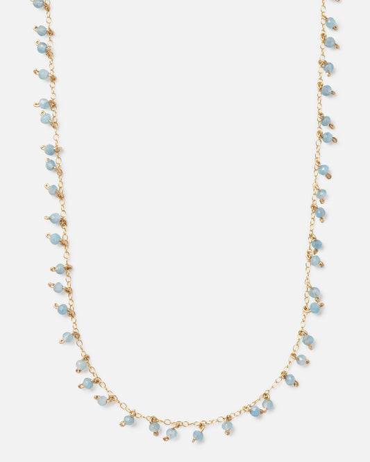 AQUAMARINE CONFETTI 14K GOLD FILLED SPRINKLED NECKLACE