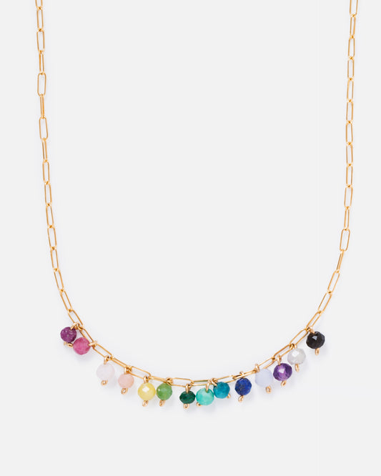 RAINBOW ELLA 14K GOLD FILLED PAPERCLIP CHAIN NECKLACE