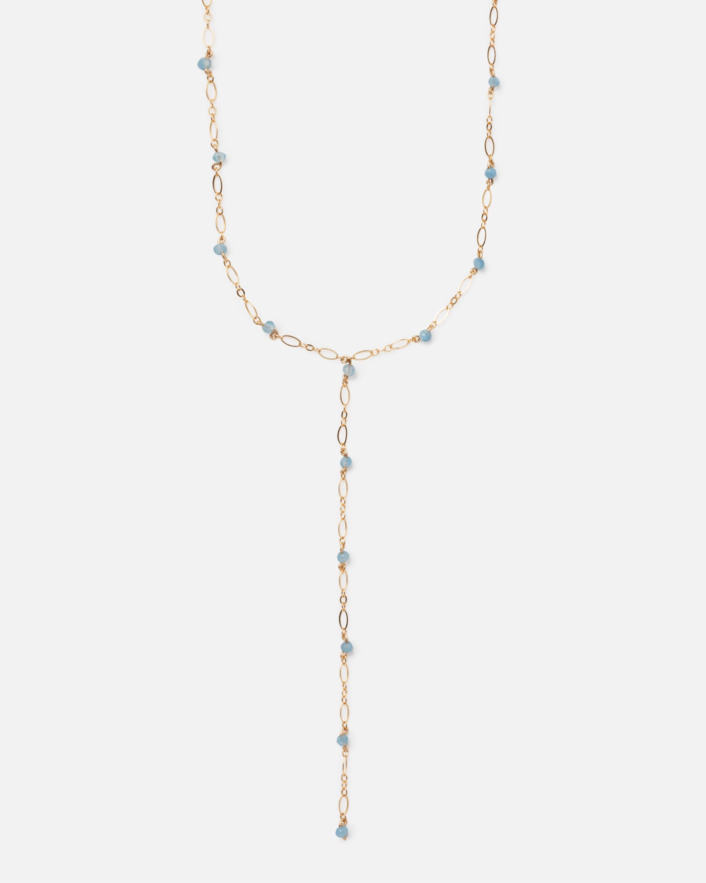 AQUAMARINE 14K GOLD FILLED DROP NECKLACE
