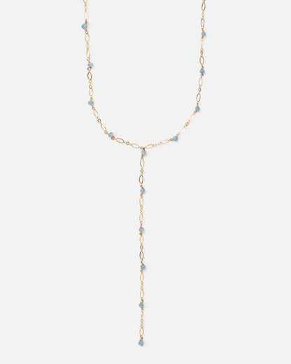 AQUAMARINE 14K GOLD FILLED DROP NECKLACE