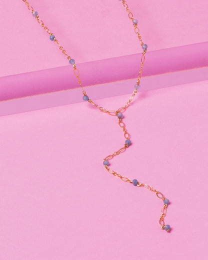AQUAMARINE 14K GOLD FILLED DROP NECKLACE