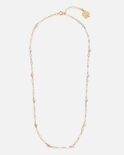 PINK OPAL BEADED 14K GOLD FILLED FANCY CHAIN