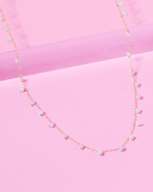 BLUE LACE AGATE SPRINKLES 14K GOLD FILLED NECKLACE