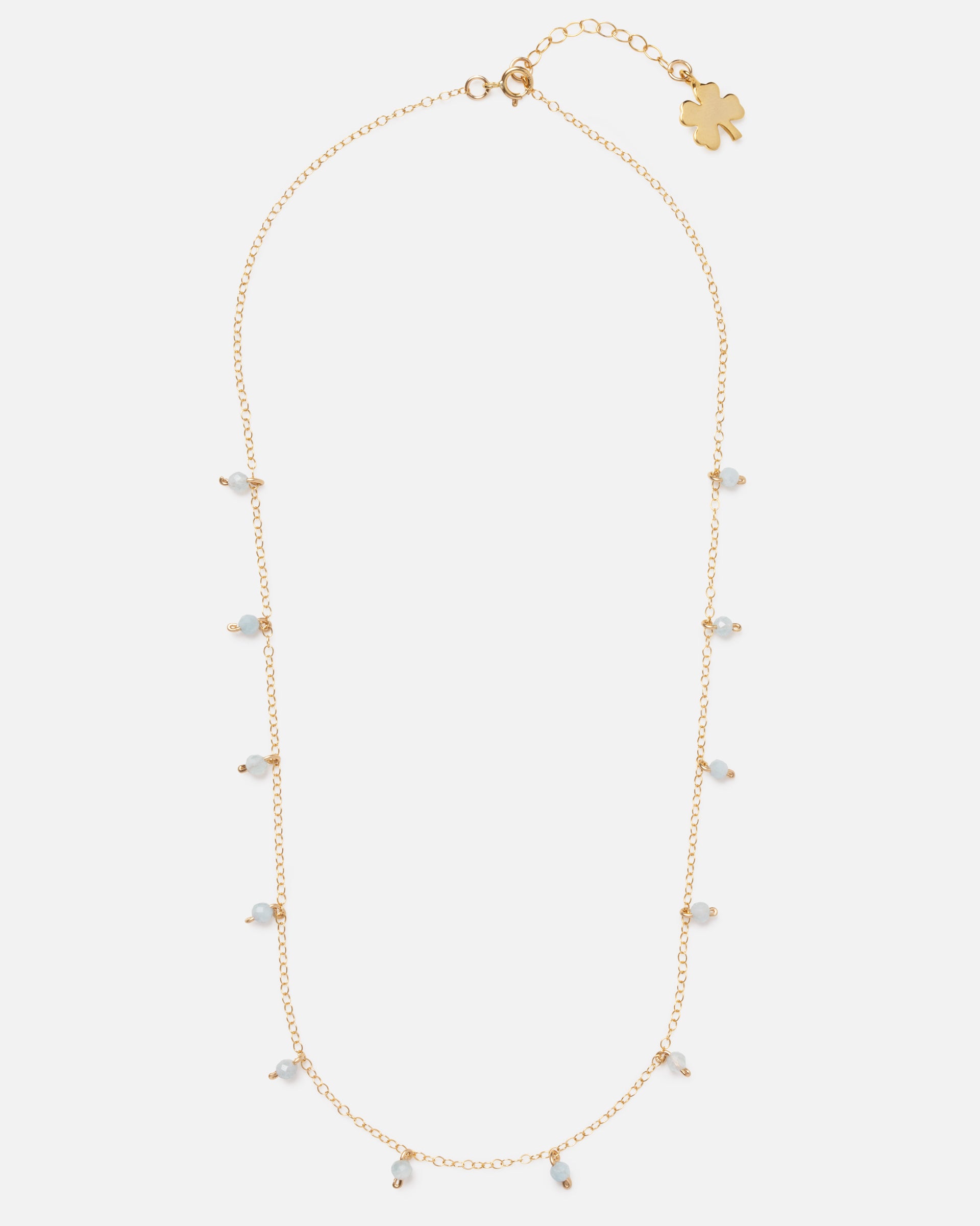 aquamarine dainty gold necklace