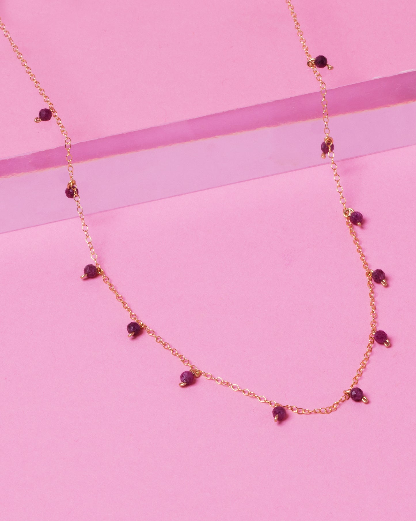 RUBY DAINTY 14K GOLD FILLED NECKLACE