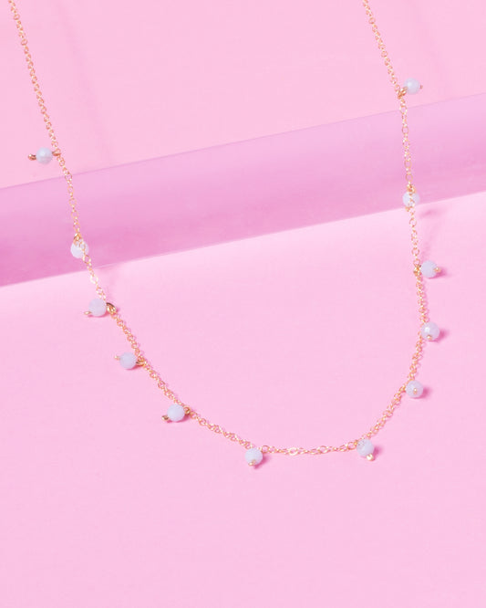 BLUE LACE AGATE DAINTY 14K GOLD FILLED NECKLACE