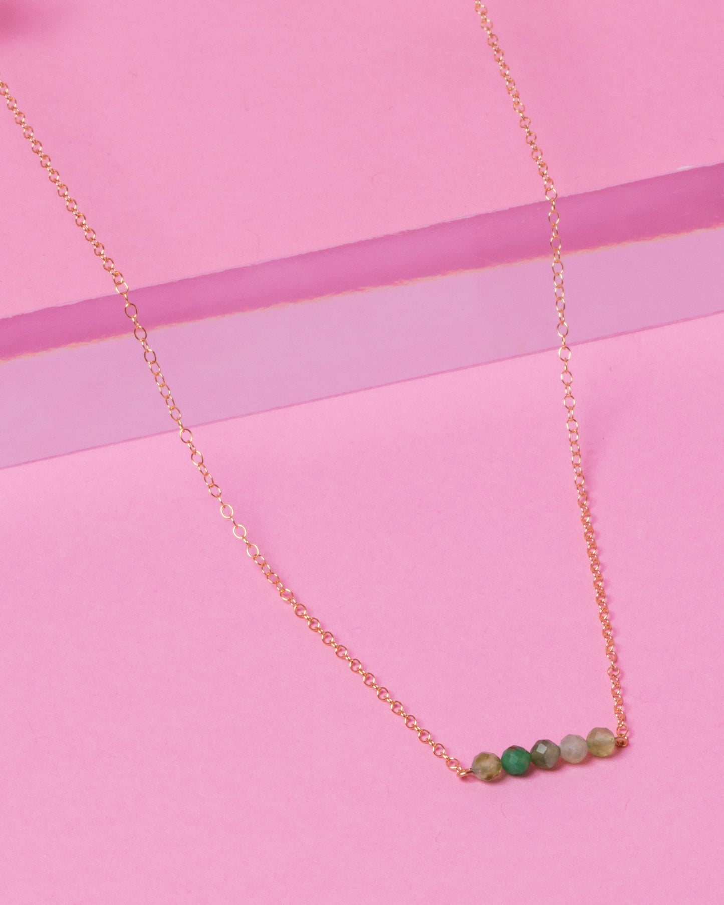 GREEN OPAL CLUSTER 14K GOLD FILLED NECKLACE