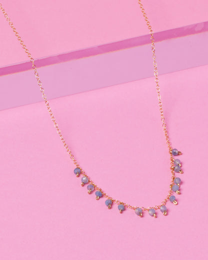 AQUAMARINE ROBIN 14K GOLD FILLED DROP NECKLACE