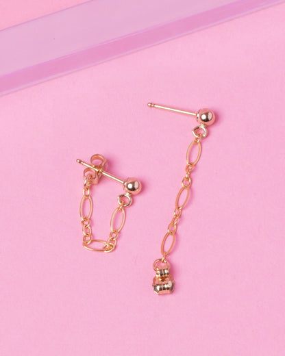 FANCY CHAIN 14K GOLD FILLED HUGGIE EARRINGS